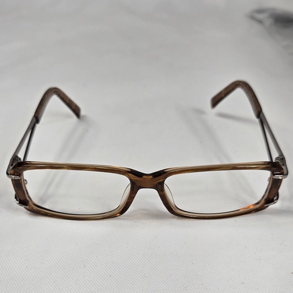 Hollywood H240 Eyeglasses Frames Brown Rectangle Metal Designer 53-14-130 New - Picture 1 of 6